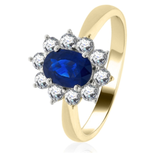 Airlie Blue Sapphire Yellow Gold  Diamond Ring