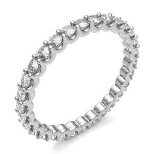 1.00 Carat F/SI Natural Round Cut Diamond U Prong Set Full Eternity Ring in 9k White Gold