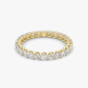 1.00 Carat F/SI Natural Round Cut Diamond U Prong Set Full Eternity Ring in 9k Yellow Gold