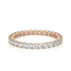 1.00 Carat F/SI Natural Round Cut Diamond U Prong Set Full Eternity Ring in 9k Rose Gold