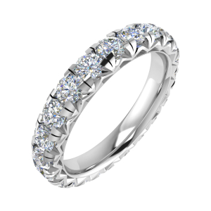 1.00 Carat F/SI Natural Round Cut Diamond French Pave Set Full Eternity Ring in 9k White Gold
