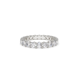 1.00 Carat F/SI Natural Round Cut Diamond Claw Set Full Eternity Ring in 9k White Gold