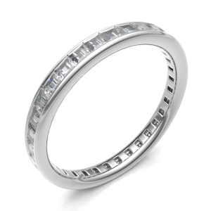 2.7mm 1.00 Carat F/SI Natural Princess Cut Diamond Channel Set Full Eternity Ring in 9k White Gold