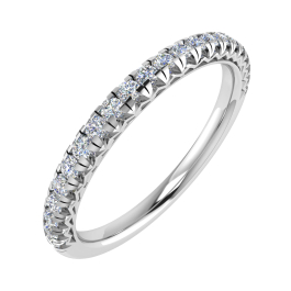 2mm 0.33 Carat F/SI Natural Round Cut Diamond Micro Pave Set Half Eternity Ring in 9k White Gold