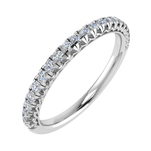 1.8mm 0.25 Carat F/SI Natural Round Cut Diamond Micro Pave Set Half Eternity Ring in 9k White Gold