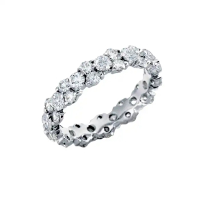 1.20 Carat F/SI Natural Round Cut Diamond Garland Style Full Eternity Ring in 9k White Gold