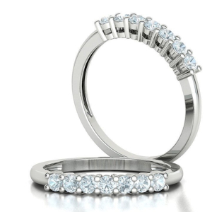 0.55 Carat F/Si Natural Round Cut Diamond 7 Stone Prong Set Half Eternity Ring in 9k White gold