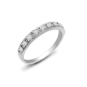 0.33 Carat F/SI Natural Round Cut Diamond Grain Set Half Eternity Ring in 9k White Gold