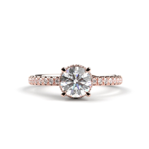 Benthe Lab-Created Diamond Rose Gold 4 Prong Side Stone Engagement Ring