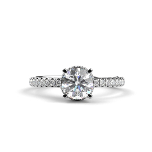 0.20-3.00 Carat 4 Prong Round Cut Diamond Engagement Ring With Side Stones