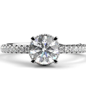 Benthe Lab-Created Diamond Round cut 4 Prong  Side Stone Engagement Ring