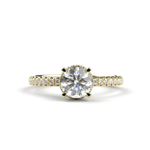 Benthe Lab-Created Diamond Yellow Gold 4 Prong Side Stone Engagement Ring