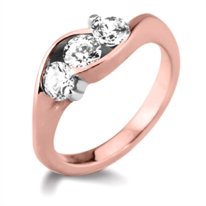 Dustee Lab-Created Rose Gold Tension 3 Stone Diamond Ring