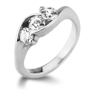0.3 - 3.00 Carat Natural Round Cut Diamond Tension Set Trilogy Engagement Ring for Women
