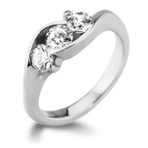 Dustee 0.30 - Carat Lab-Created Round cut Tension  3 Stone Diamond Ring