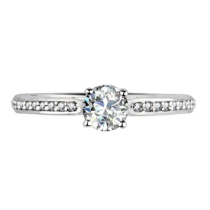 White Gold Round Side Stone Diamond Engagement Ring