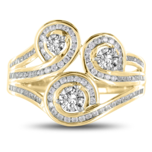 Lydia Natural Yellow Gold Prong Statement Diamond Ring