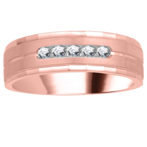 Ella Lab-Created Rose Gold 4 Prong Mens Diamond Ring