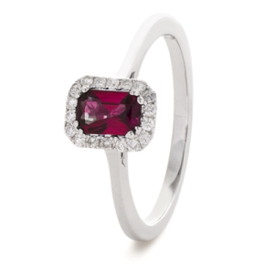 Aubrin 0.60 Carat Natural Ruby Emerald cut  Diamond Ring