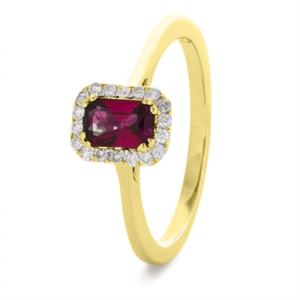 Aubrin Natural Ruby Yellow Gold  Diamond Ring