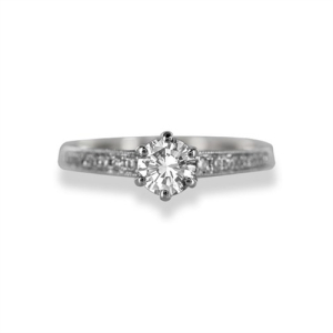 Vintage Style Round Cut Diamond 6 Claw Setting Engagement Rings