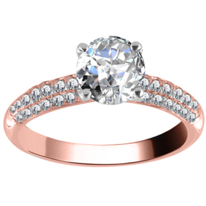 Elpida Lab-Created Rose Gold Prong Statement Diamond Ring