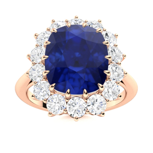 Alyxandria Blue Sapphire Rose Gold  Diamond Ring