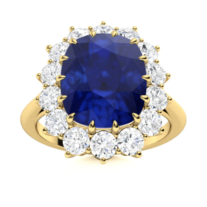 Alyxandria Blue Sapphire Yellow Gold  Diamond Ring