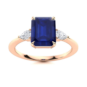 Alene Blue Sapphire Rose Gold  Diamond Ring