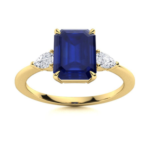 Alene Blue Sapphire Yellow Gold  Diamond Ring