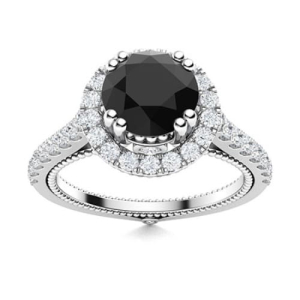 Auriah 0.50 - 2.00 Carat Round cut Black Diamond Engagement Ring