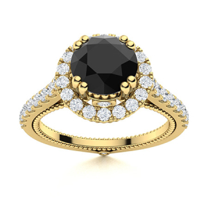 Auriah Yellow Gold Black Diamond Engagement Ring