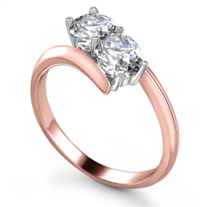 Myanna Lab-Created Rose Gold 4 Prong Two Stone Diamond Ring