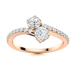 Maylynn Lab-Created Rose Gold 4 Prong Two Stone Diamond Ring