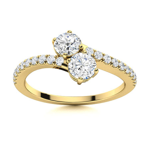 Maylynn Lab-Created Yellow Gold 4 Prong Two Stone Diamond Ring