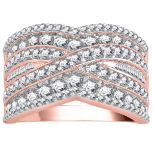 Eirene Lab-Created Rose Gold Pave set Statement Diamond Ring