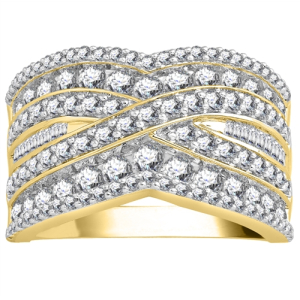 Eirene Lab-Created Yellow Gold Pave set Statement Diamond Ring