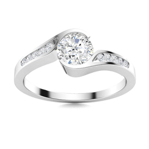 Prong Setting Round Engagement Ring With Side Stones