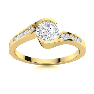Dulcibella Lab-Created Yellow Gold Tension Promise Diamond Ring