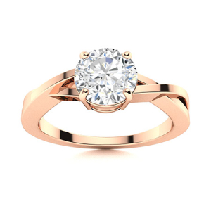 Drueta Lab-Created Rose Gold 4 Prong Promise Diamond Ring