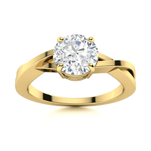 Drueta Lab-Created Yellow Gold 4 Prong Promise Diamond Ring