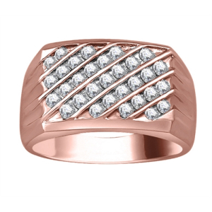 Elena Lab-Created Rose Gold Channel Set Mens Diamond Ring