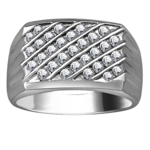 Elena Lab-Created Round cut Channel Set  Mens Diamond Ring