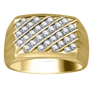 Elena Lab-Created Yellow Gold Channel Set Mens Diamond Ring