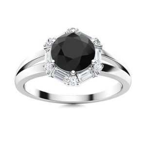 Ailed 0.50 - 2.00 Carat Round cut Black Diamond Engagement Ring