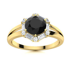 Ailed Yellow Gold Black Diamond Engagement Ring