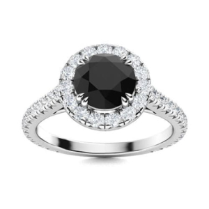 Aloria 0.50 - 2.00 Carat Round cut Black Diamond Engagement Ring