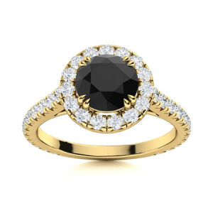 Aloria Yellow Gold Black Diamond Engagement Ring