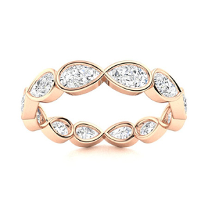 Ediua Lab-Created Rose Gold Bezel  Diamond Ring