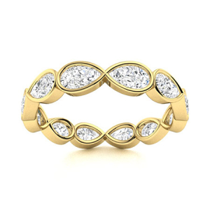 Ediua Lab-Created Yellow Gold Bezel  Diamond Ring